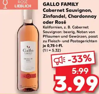 Kaufland GALLO FAMILY Cabernet Sauvignon, Zinfandel, Chardonnay oder Rosé Angebot