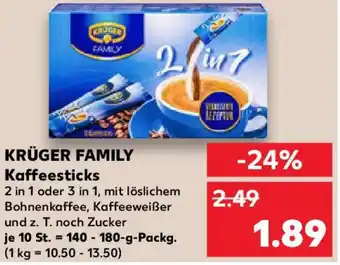 Kaufland KRÜGER FAMILY Kaffeesticks Angebot