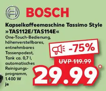 Kaufland BOSCH Kapselkaffeemaschine Tassimo Style TAS112E/TAS114E Angebot