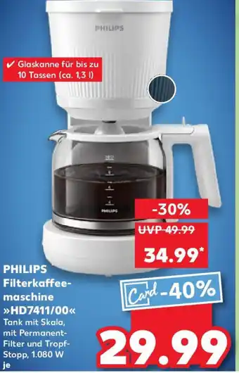 Kaufland PHILIPS Filterkaffee- maschine HD7411/00 Angebot