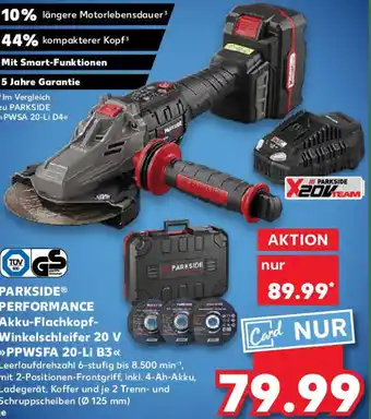 Kaufland PARKSIDE PERFORMANCE Akku-Flachkopf- Winkelschleifer 20 V PPWSFA 20-Li B3 Angebot