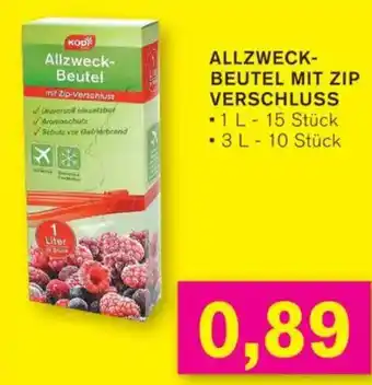 KODi Allzweck- Beutel mit Zip-Verschluss Angebot