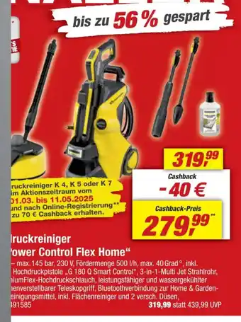 toom Baumarkt Karcher Druckreiniger "Power Control Flex Home" Angebot