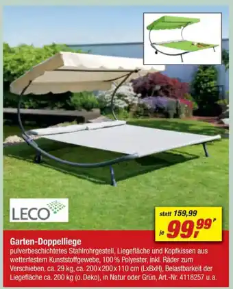 toom Baumarkt LECO Garten-Doppelliege Angebot