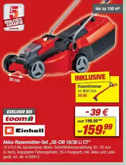 toom Baumarkt Einhell Akku-Rasenmäher-Set,,GE-CM 18/30 Li CT" Angebot