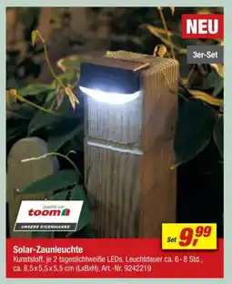 toom Baumarkt Solar-Zaunleuchte Angebot