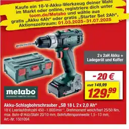 toom Baumarkt metabo Akku-Schlagbohrschrauber,,SB 18 L 2x 2,0 Ah" Angebot