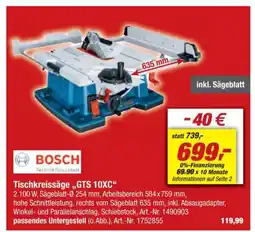 toom Baumarkt BOSCH Tischkreissäge,,GTS 10XC" Angebot