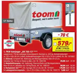 toom Baumarkt STEMA 1. PKW-Anhänger „AN 750-13" Angebot