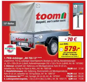 toom Baumarkt STEMA 1. PKW-Anhänger „AN 750-13" Angebot