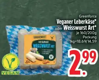 Edeka Greenforce Veganer Leberkäse* oder Weisswurst Art Angebot