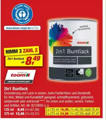 toom Baumarkt 2in1 Buntlack Angebot