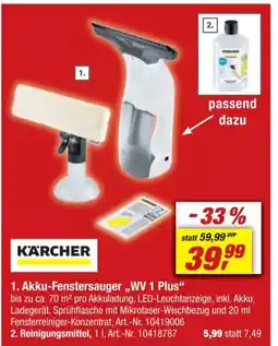 toom Baumarkt KÄRCHER 1. Akku-Fenstersauger „,WV 1 Plus" Angebot