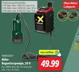 Lidl PARKSIDE Akku Regenfasspumpe, 20 V Angebot