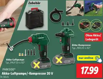 Lidl PARKSIDE Akku-Luftpumpe/-Kompressor 20 V Angebot