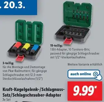 Lidl Kraft-Kugelgelenk-/Schlagnuss Satz/Schlagschrauber-Adapter Angebot