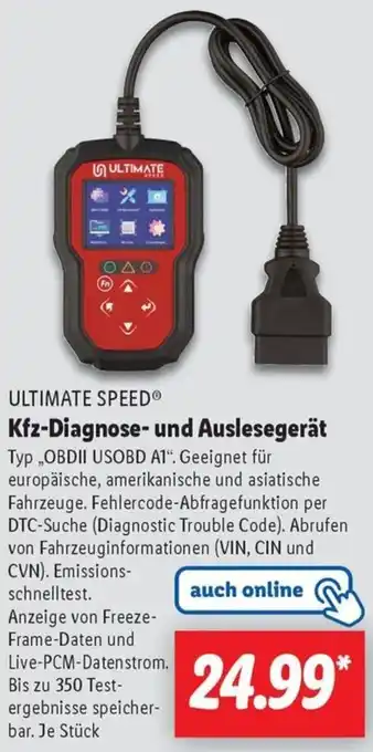 Lidl ULTIMATE SPEED Kfz-Diagnose- und Auslesegerät Angebot