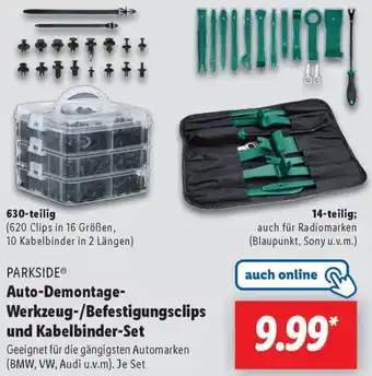 Lidl PARKSIDE Auto-Demontage Werkzeug-/Befestigungsclips und Kabelbinder-Set Angebot