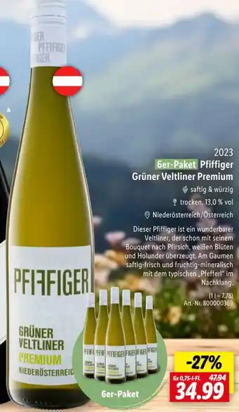 Lidl 6er-Paket Pfiffiger Grüner Veltliner Premium Angebot