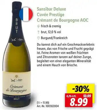 Lidl Sansibar Deluxe Cuvée Prestige Crémant de Bourgogne AOC Angebot