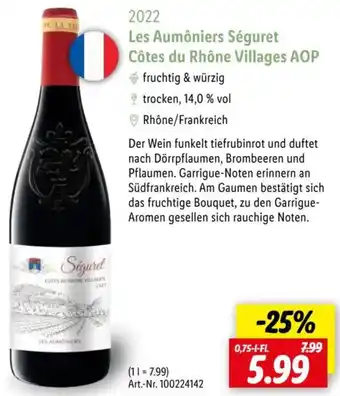 Lidl 2022 Les Aumôniers Séguret Côtes du Rhône Villages AOP Angebot