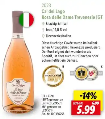 Lidl 2023 Ca' del Lago Rosa delle Dame Trevenezie IGT Angebot