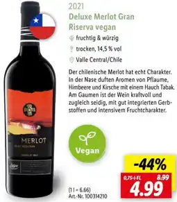 Lidl 2021 Deluxe Merlot Gran Riserva vegan Angebot