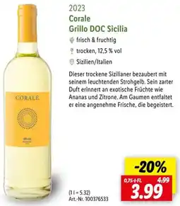 Lidl 2023 Corale Grillo DOC Sicilia Angebot