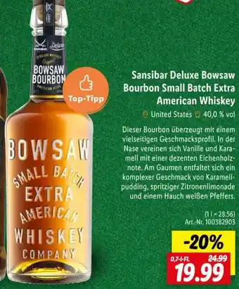 Lidl Sansibar Deluxe Bowsaw Bourbon Small Batch Extra American Whiskey Angebot