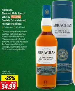 Lidl Abrachan Blended Malt Scotch Whisky 15 Jahre Double Cask Matured mit Geschenkbox Angebot