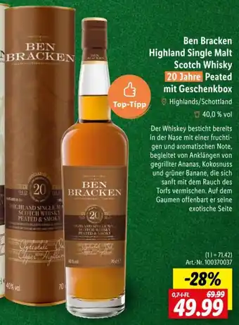 Lidl Ben Bracken Highland Single Malt Scotch Whisky Angebot