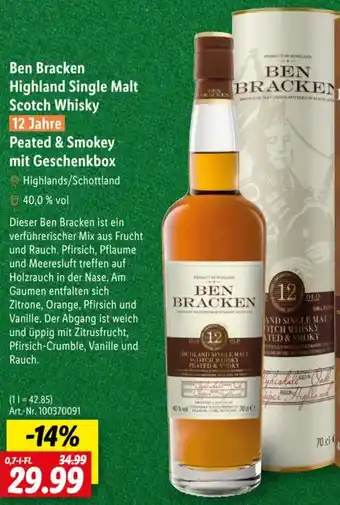 Lidl Ben Bracken Highland Single Malt Scotch Whisky Angebot