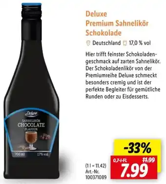 Lidl Deluxe Premium Sahnelikör Schokolade Angebot