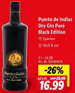 Lidl Puerto de Indias Dry Gin Pure Black Edition Angebot