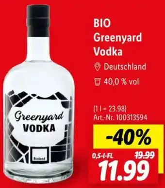 Lidl BIO Greenyard Vodka Angebot