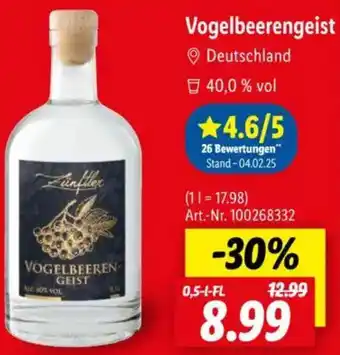 Lidl Vogelbeerengeist Angebot