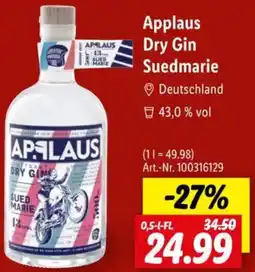 Lidl Applaus Dry Gin Suedmarie Angebot