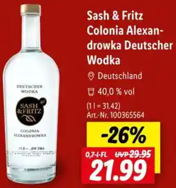 Lidl Sash & Fritz Colonia Alexandrowka Deutscher Wodka Angebot