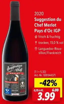 Lidl 2020 Suggestion du Chef Merlot Pays d'Oc IGP Angebot