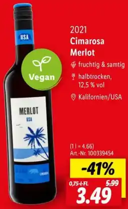 Lidl 2021 Cimarosa Merlot Angebot