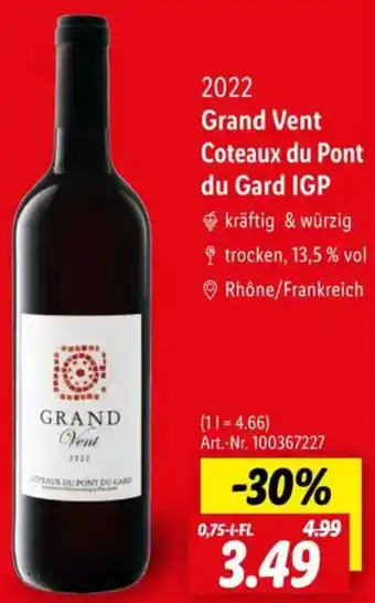 Lidl 2022 Grand Vent Coteaux du Pont du Gard IGP Angebot