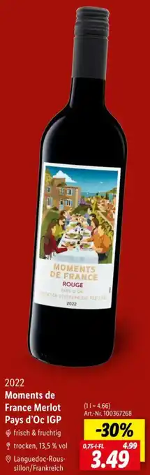 Lidl 2022 Moments de France Merlot Pays d'Oc IGP Angebot