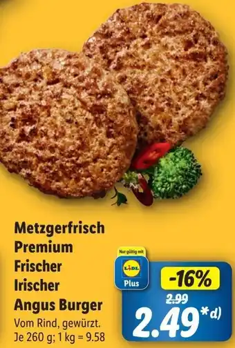 Lidl Metzgerfrisch Premium Frischer Irischer Angus Burger Angebot