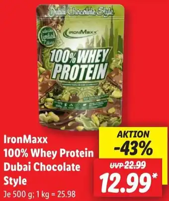 Lidl IronMaxx 100% Whey Protein Dubai Chocolate Style Angebot