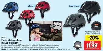 Lidl CRIVIT Kinder-/Fahrrad-Helm mit LED-Rücklicht Angebot