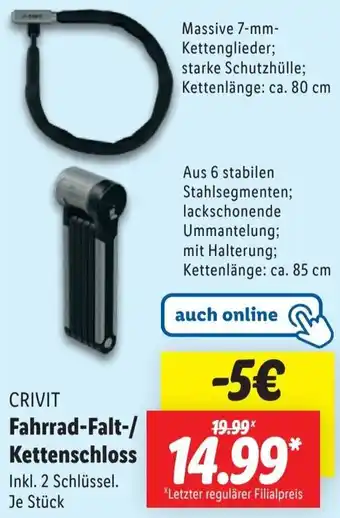 Lidl CRIVIT Fahrrad-Falt-/ Kettenschloss Angebot