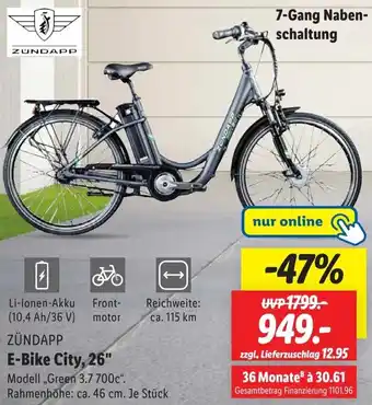 Lidl ZÜNDAPP E-Bike City, 26" Angebot