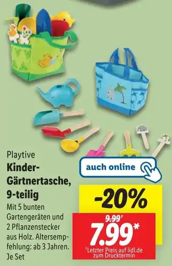 Lidl Playtive Kinder Gärtnertasche, 9-teilig Angebot