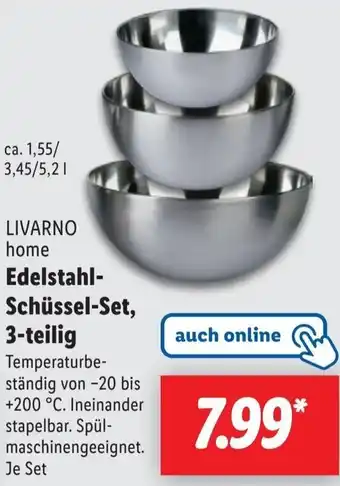 Lidl LIVARNO home Edelstahl Schüssel-Set, 3-teilig Angebot