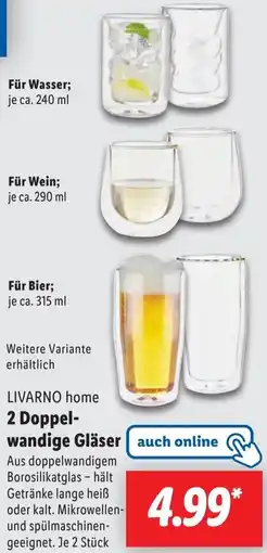 Lidl LIVARNO home 2 Doppelwandige Gläser Angebot